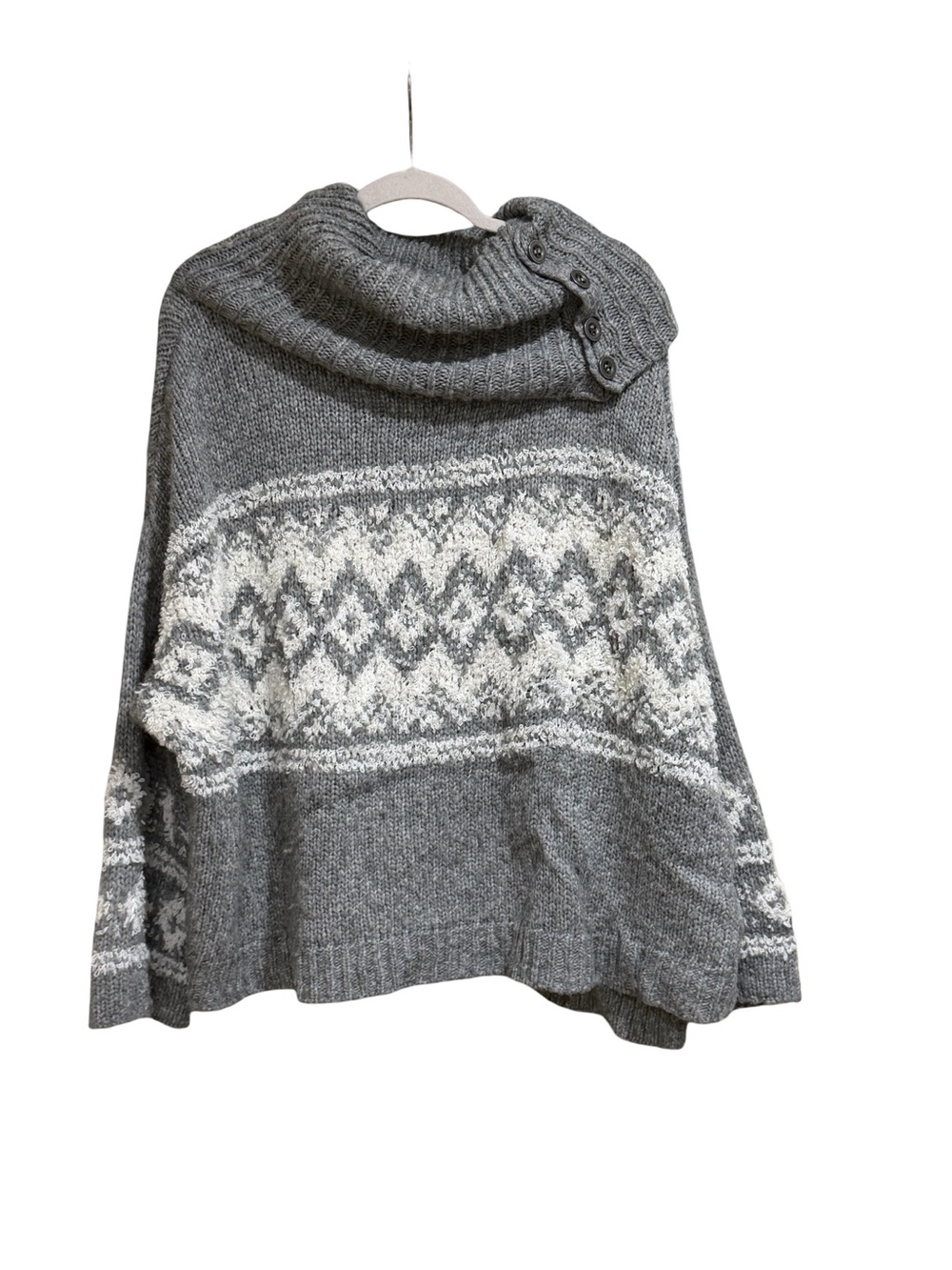 โจโ Free People Ragnar Chunky Cowl Neck Sweater Wool Blend Size Large - Picture 3 of 11